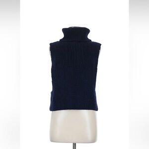 Caron Callahan navy Sleeveless Turtleneck Knit Sweater Vest